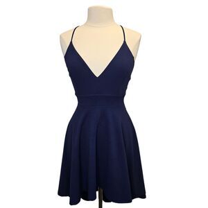 Windsor Women's S Go With The Flow High-Low Crepe Navy Blue Mini Dress